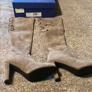 Stuart Weitzman Beige Suede Heeled Boots